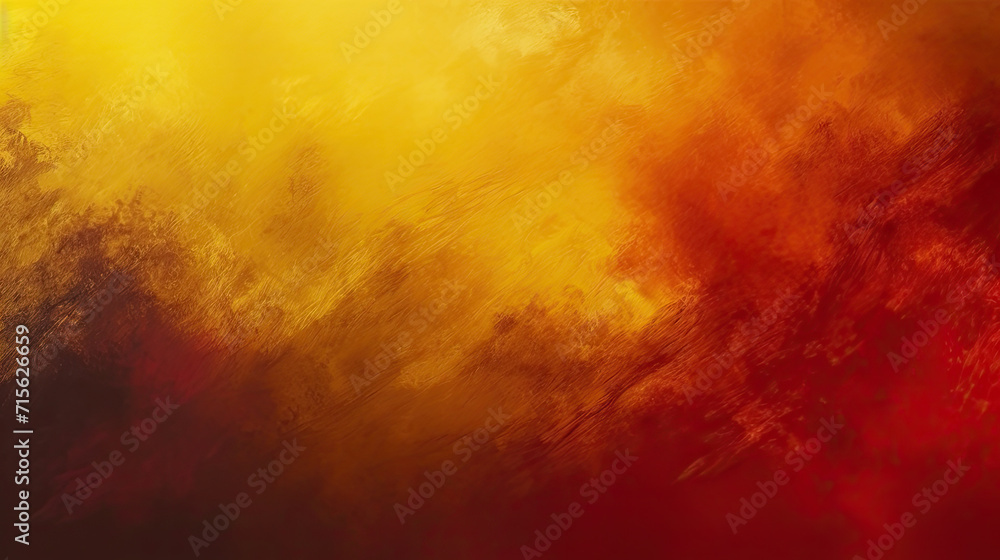Yellow burnt orange red fiery golden brown black abstract background for design. Color gradient, ombre. Rough, grain, noise. noise grungy grain texture. Design. Template. Shine