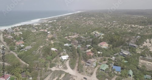 drone shot over the coastline of Tofo, Mozambique. photo