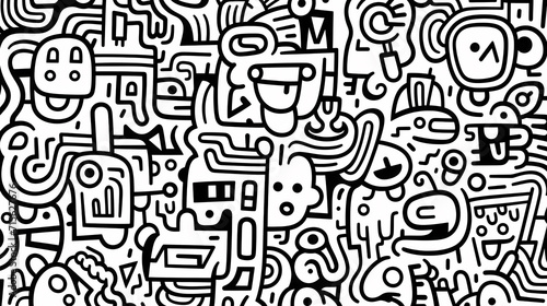 Funny doodle seamless pattern, artistic background