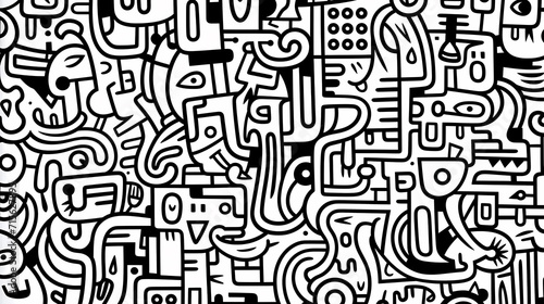 Funny doodle seamless pattern  artistic background