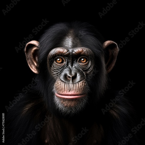 Nice clever black chimpanzee black background
image   
