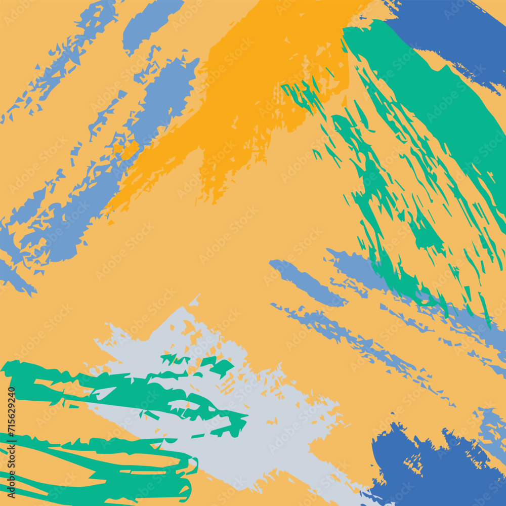 Square background with abstract colored spots , blots and brush strokes. An artistic decorative frame or border with strokes and doodles. Vector illustration in grunge style Square background with abstract colored spots , blots and brush strokes. An artistic decorative frame or border with strokes and doodles. Vector illustration in grunge style