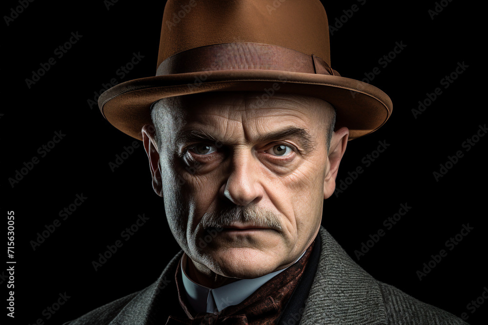 Old fashioned detective or mafia man woman in retro style hat Generative AI picture portrait Old fashioned detective or mafia man woman in retro style hat Generative AI picture portrait