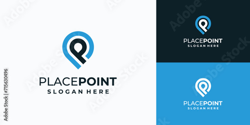 Location pin initial letter P vector logo design.