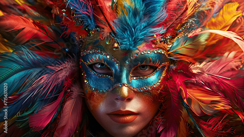 Mystical Mask Maker: Adorned with a Vibrant Feathered Mask, Crafting Animated Masks that Come to Life with Enchanting Expressions © Lila Patel
