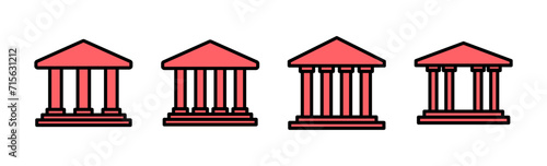 Bank icon set illustration. Bank sign and symbol, museum, university