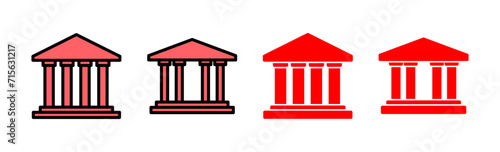 Bank icon set illustration. Bank sign and symbol, museum, university