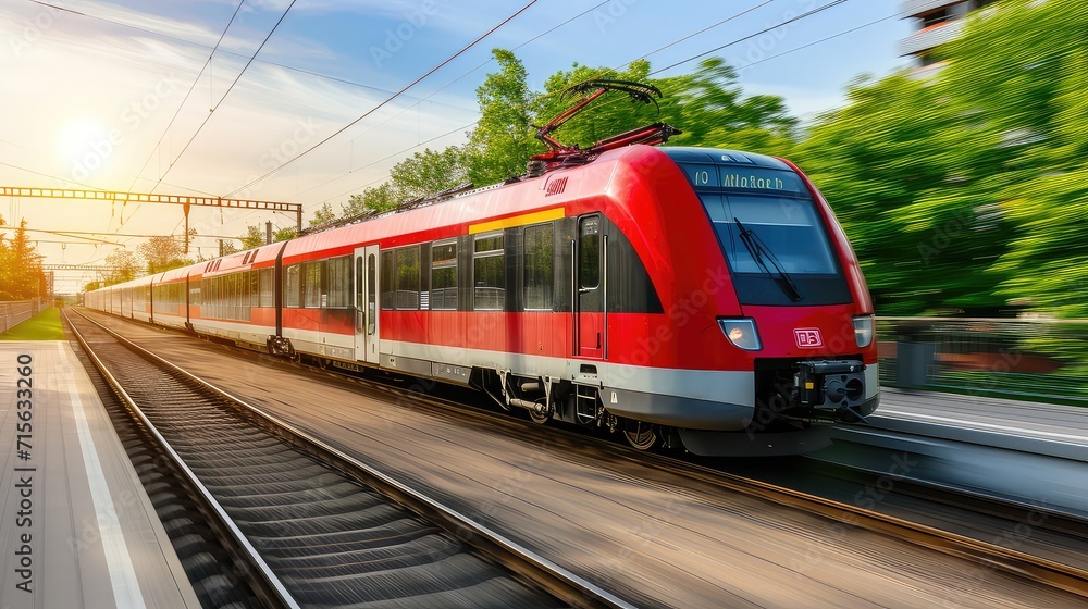 The city's rhythm is matched by the swift movement of this high-speed train, illustrating the seamless integration of technology and urban life.