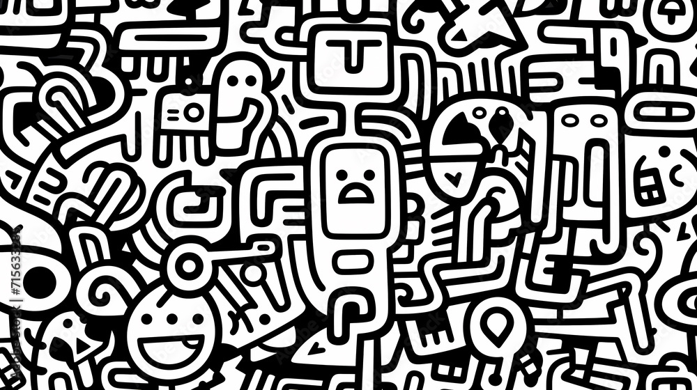 Fototapeta premium Abstract seamless doodle background, artistic background