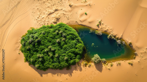 The discovery of a desert oasis, where lush greenery meets the arid sands