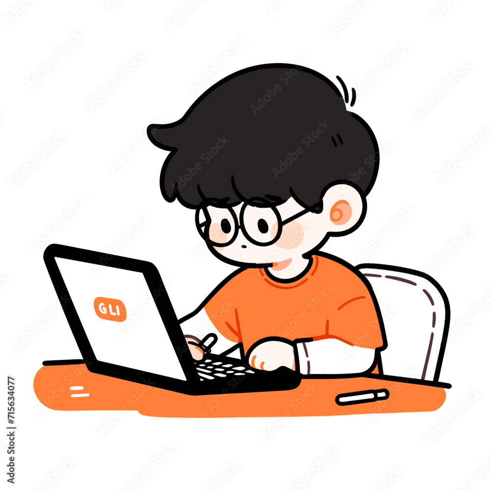 A boy working on a laptop A boy working on a laptop