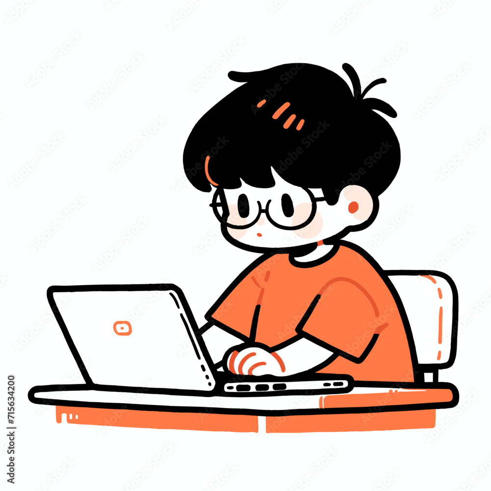 A boy working on a laptop A boy working on a laptop