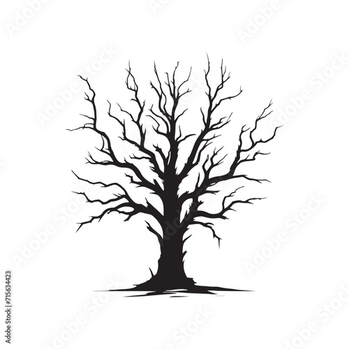 Enigmatic Woods: A Captivating Collection of Snag Tree Silhouettes in Nature - Snag Tree Vector - Dry Tree Silhouette - Horror Tree Silhouette
