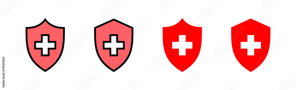 Fototapeta premium Health insurance icon set illustration. Insurance document sign and symbol