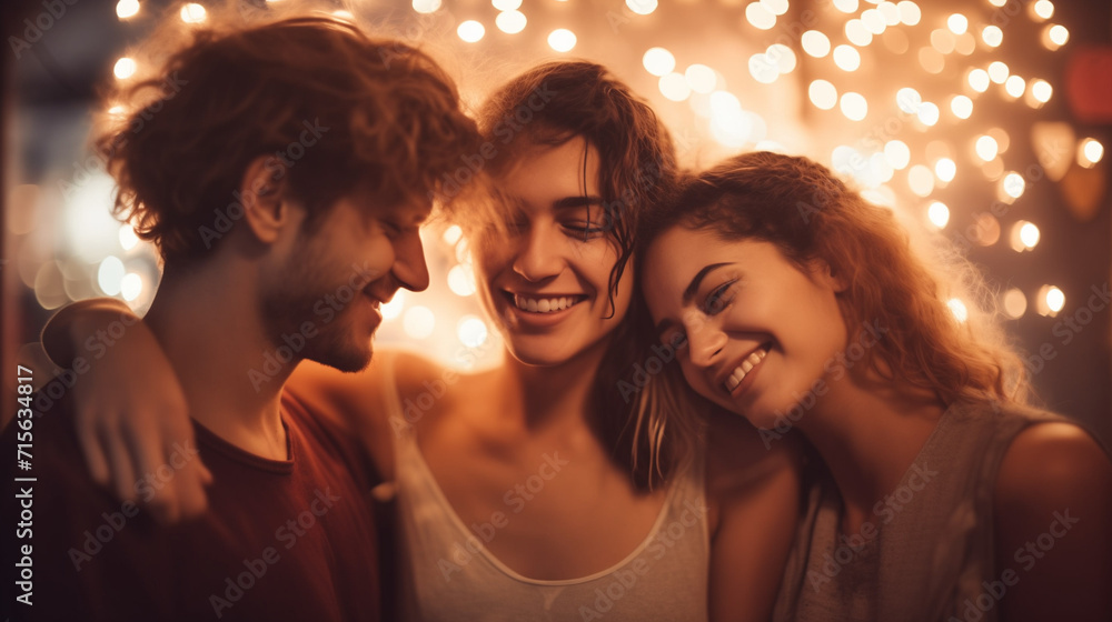 Young Throuple having a romantic moment Young Throuple having a romantic moment