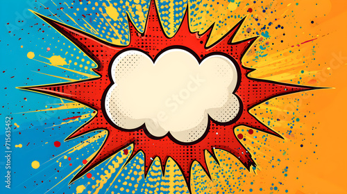 Pop art speech bubble template for creating a splash banner in a retro comics style. Perfect for adding action and excitement to designs and projects.
