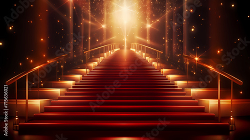 Red carpet staircase background, VIP entrance, night award ceremony