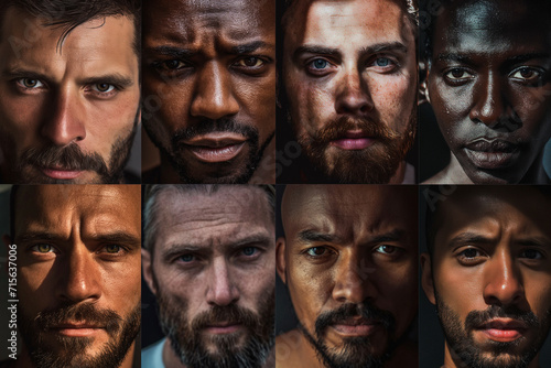 a collage of men with different facial features.