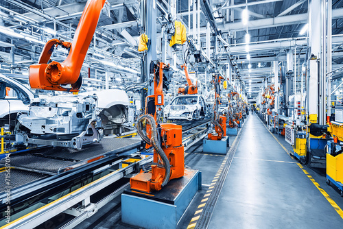 Modern automobile production line, automated production equipment. © ty