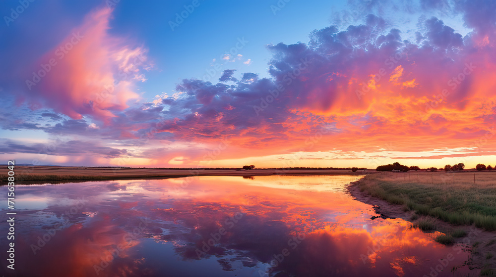 Fototapeta premium Endless Sky Colors at Sunset Background Ai Generative
