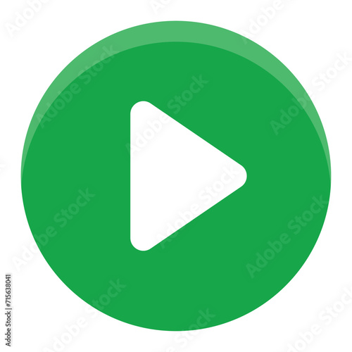 Play sign green button. Green play button Vector illustration isolated on a white background. Media, web and play symbol logo design, Digital Video Logo Design Template.