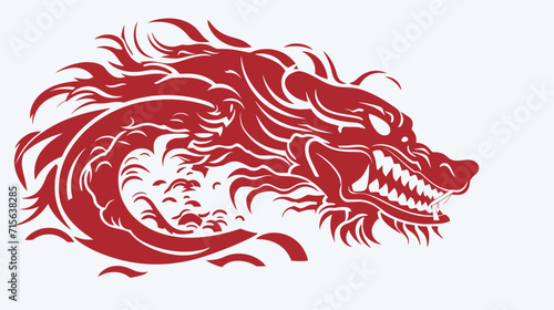 Chinese dragon symbol logo white background © PoYu