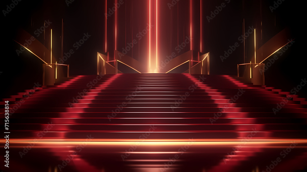 Red carpet staircase background, VIP entrance, night award ceremony Red carpet staircase background, VIP entrance, night award ceremony