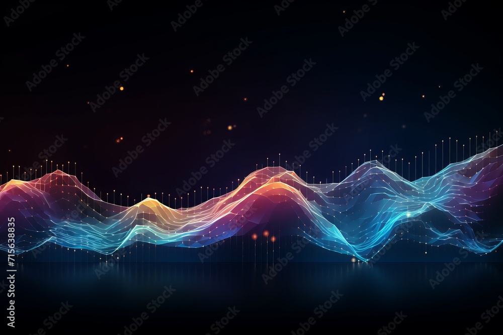 Digital graphic abstract background for technological processes, neural networks, digital data storage, particle flow, fundamentals of artificial intelligence Technology Network Background, banner - obrazy, fototapety, plakaty 