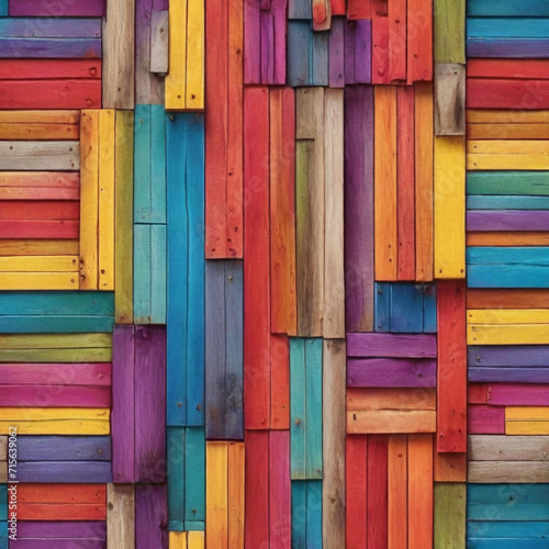 colorful wood texture  wooden  pattern  wall  Ai generated 