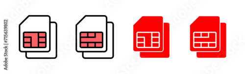 Sim card icon set illustration. dual sim card sign and symbol