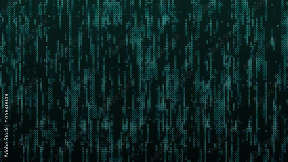 Abstract turquoise mosaic background. Abstract LED background with motion dots. Technology digital square color background. Green pixel grid background. Animation of a geometric design element. 4K Abstract turquoise mosaic background. Abstract LED background with motion dots. Technology digital square color background. Green pixel grid background. Animation of a geometric design element. 4K
