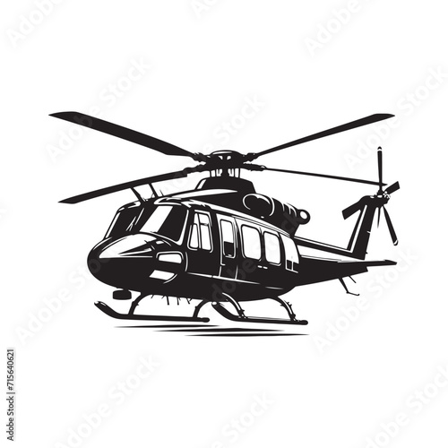 Skyward Whispers: Helicopter Silhouettes Conveying Whispers of Flight in the Open Air - Helicopter Illustration - Minimalist Helicopter Vector - Aircraft Illustration

