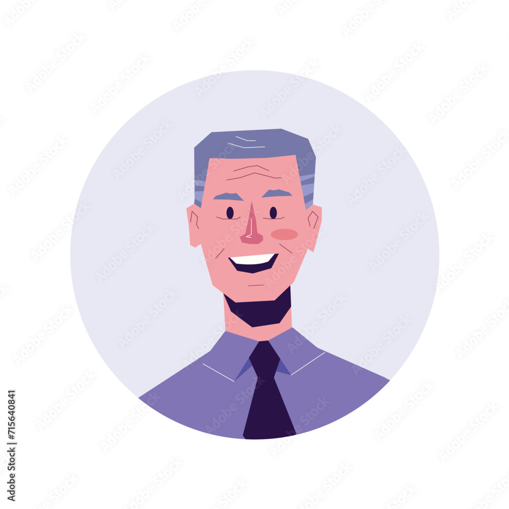 Avatar of office worker in the cartoon style. This illustration showcase the professional nature of the office man's avatar in a visually captivating and authoritative manner. Vector illustration.