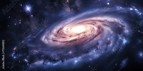 View of spiral galaxy in space