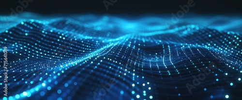 Generative AI image of blue technology lines blue background