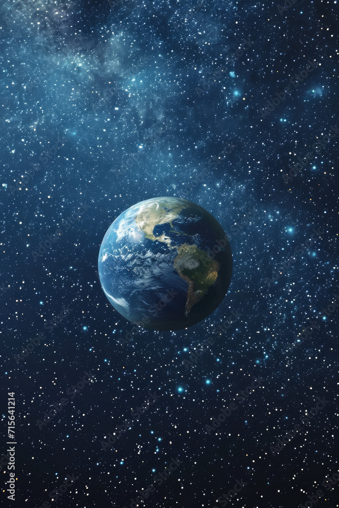 Cosmic starry background , below is a half of the earth Cosmic starry background , below is a half of the earth