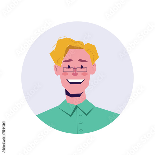 Avatar of office worker in the cartoon style. This office man's avatar adds a touch of character and sophistication, making it a compelling choice for business profiles. Vector illustration.