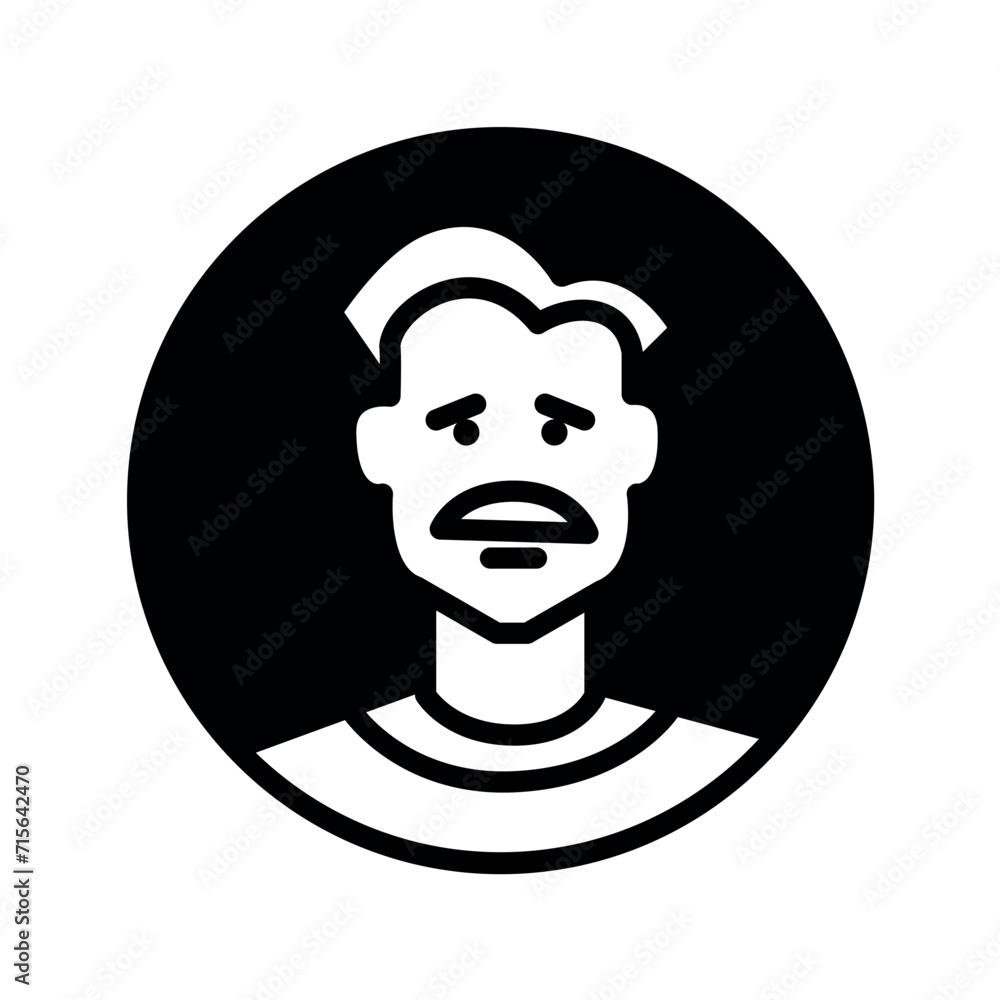 Back and white avatars of man. This design effectively uses the monochrome palette to convey a rich spectrum of emotions through the man's avatar. Vector illustration.