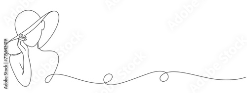 fashion girls style line art illustration. women model pose with hat vector