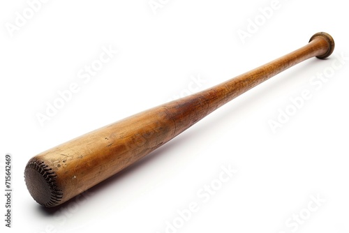 A wooden baseball bat on a white surface, clipart isolated on white background. © Friedbert