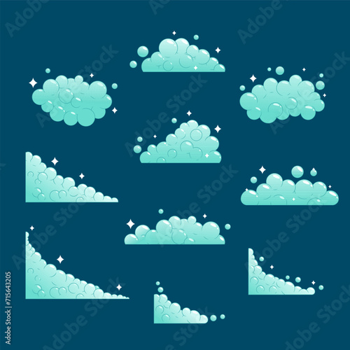 set of soap blue soap bubble vector illustration element decoration