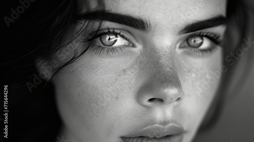 Timeless and elegant focus on woman's eyes in black and white © AlissaAnn