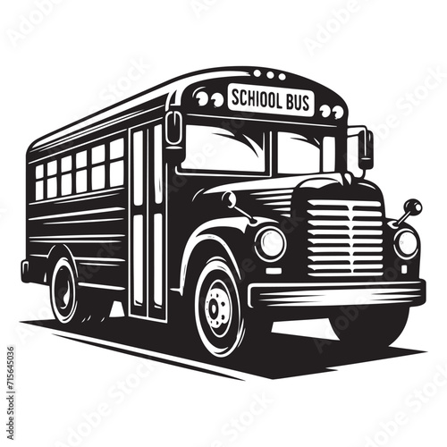 Learning Lanes: School Bus Silhouette Series Traveling Down the Lanes of Educational Insight - School Bus Illustration - School Transport Vector
