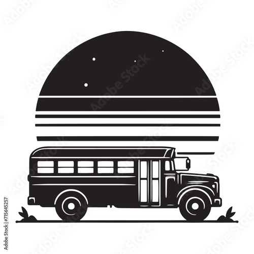 Journey of Knowledge: School Bus Silhouette Series Embarking on the Path of Education - School Bus Illustration - School Transport Vector
