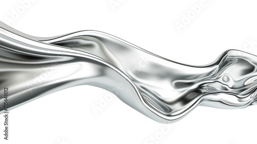 3d shiny wave isolated on transparent background, metal element illustration.