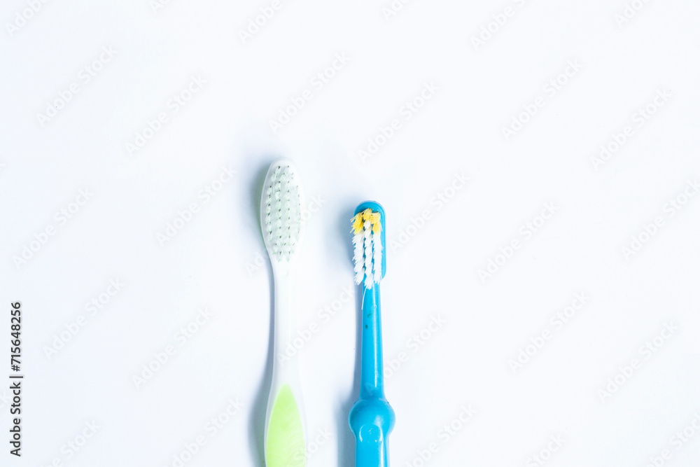 two toothbrushes isolated on white background two toothbrushes isolated on white background