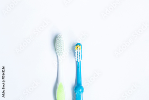 two toothbrushes isolated on white background