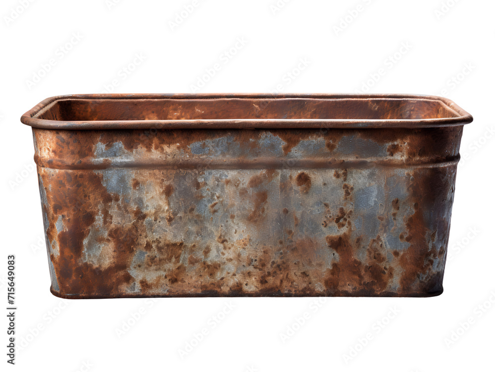 Weathered Metal Trough, isolated on a transparent or white background