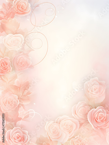 Romantic Watercolor-Style Card Background for Valentine's Day with Hearts and Roses