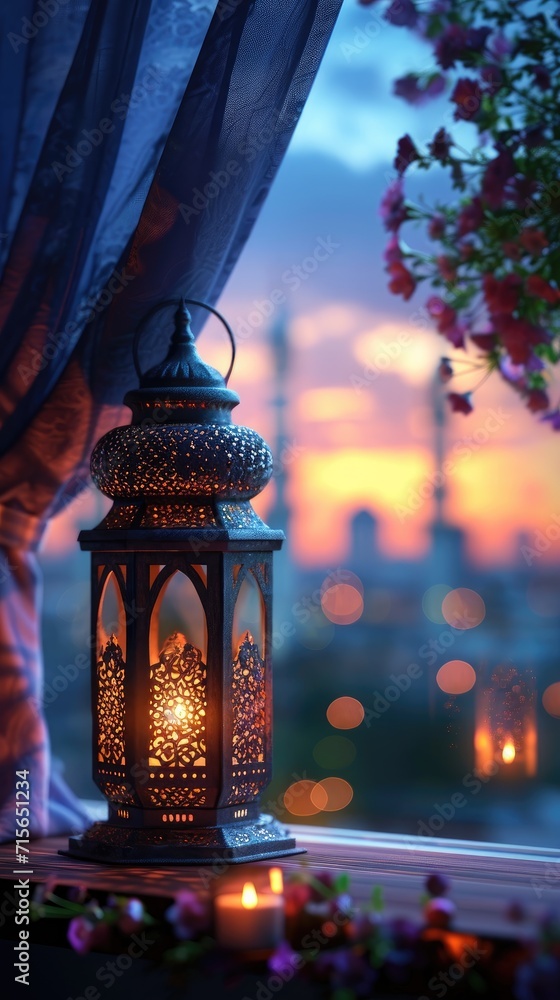Lantern glowing lights islamic wallpaper ramadan background